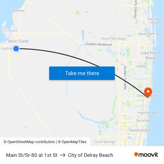 Main St/Sr-80 at 1st St to City of Delray Beach map