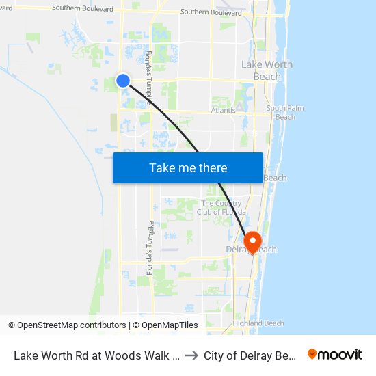 Lake Worth Rd at Woods Walk Plz to City of Delray Beach map