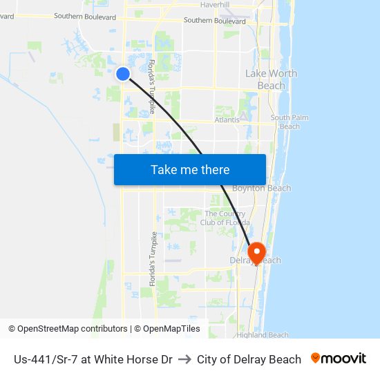 Us-441/Sr-7 at White Horse Dr to City of Delray Beach map