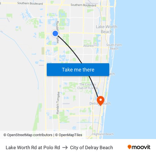 Lake Worth Rd at Polo Rd to City of Delray Beach map