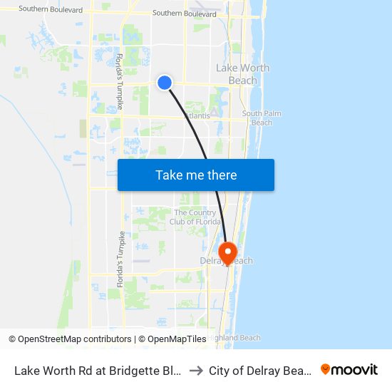 Lake Worth Rd at Bridgette Blvd to City of Delray Beach map