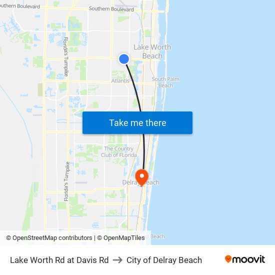 Lake Worth Rd at Davis Rd to City of Delray Beach map