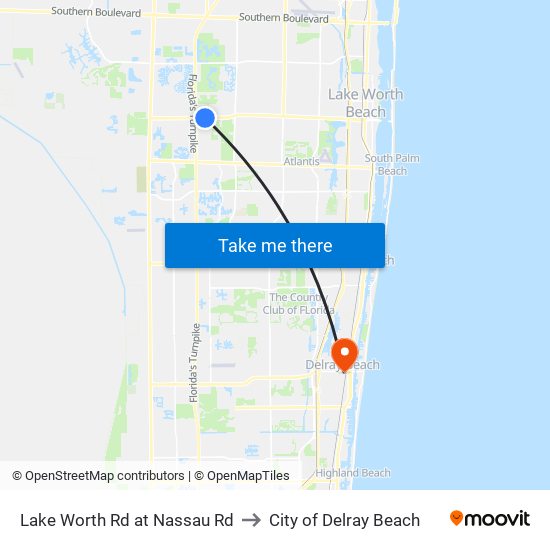 Lake Worth Rd at Nassau Rd to City of Delray Beach map