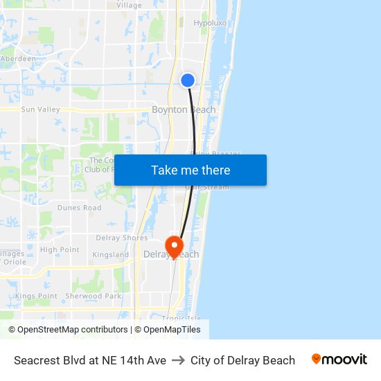 Seacrest Blvd at NE 14th Ave to City of Delray Beach map