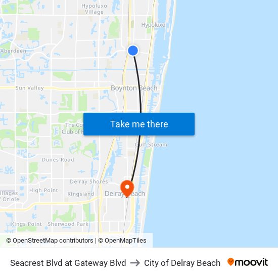 Seacrest Blvd at Gateway Blvd to City of Delray Beach map