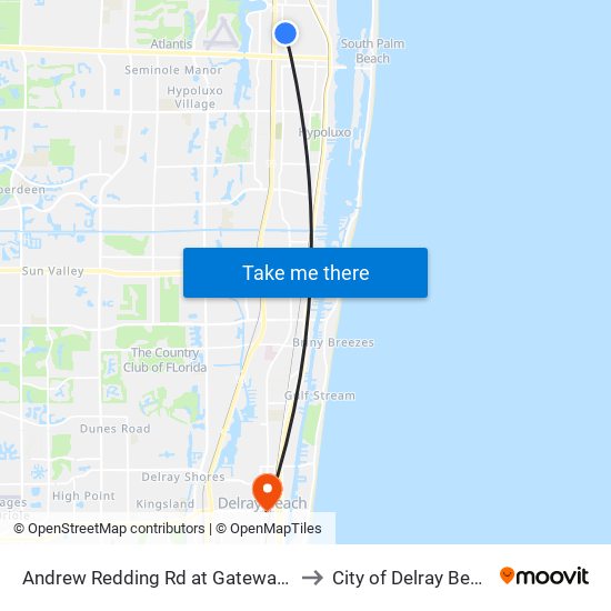 Andrew Redding Rd at Gateway Dr to City of Delray Beach map