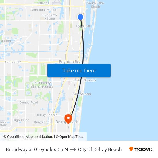 Broadway at  Greynolds Cir N to City of Delray Beach map