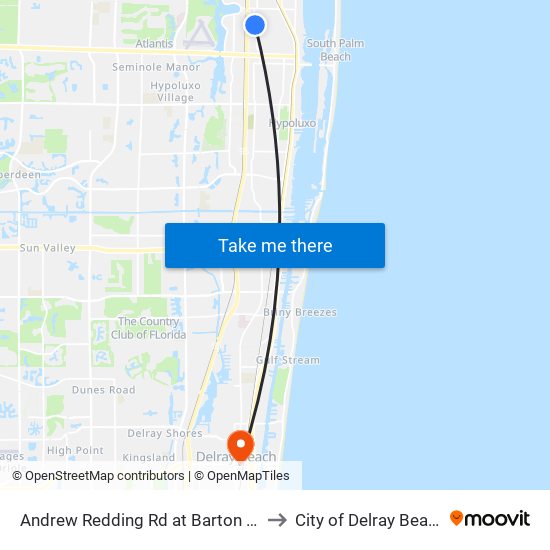 Andrew Redding Rd at Barton Rd to City of Delray Beach map