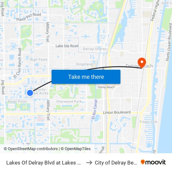 LAKES OF DELRAY BLVD at  LAKES OF DE to City of Delray Beach map