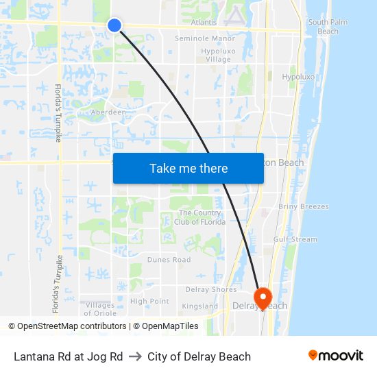 Lantana Rd at Jog Rd to City of Delray Beach map