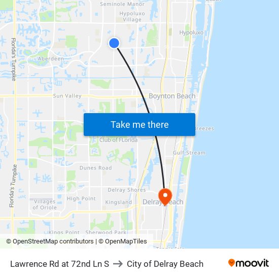 Lawrence Rd at 72nd Ln S to City of Delray Beach map