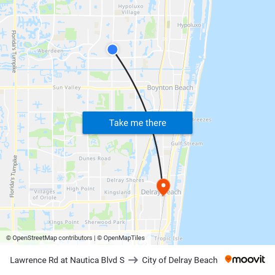 Lawrence Rd at  Nautica  Blvd S to City of Delray Beach map