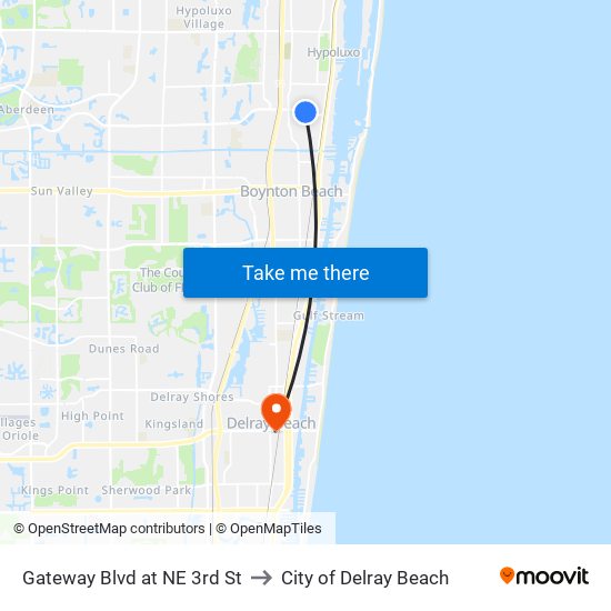 Gateway Blvd at NE 3rd St to City of Delray Beach map