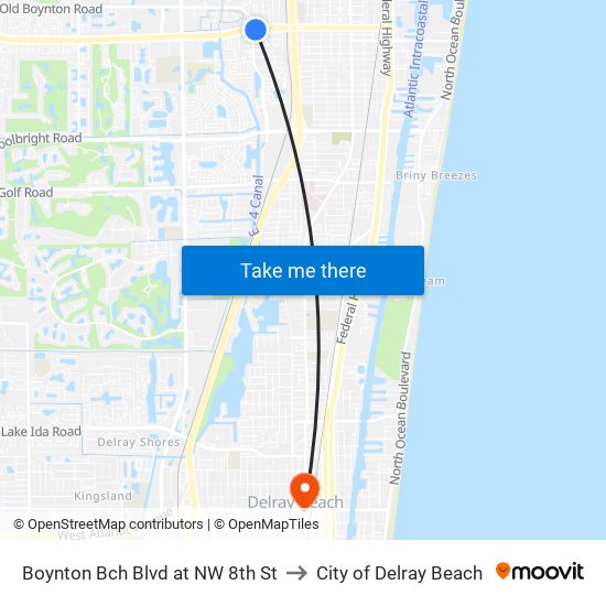 Boynton Bch Blvd at NW 8th St to City of Delray Beach map