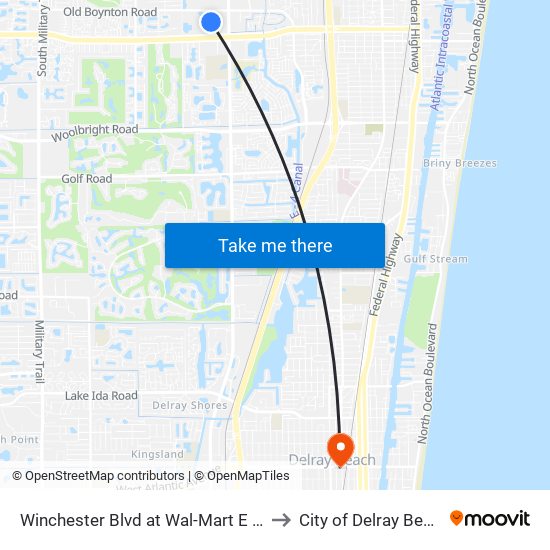 Winchester Blvd at Wal-Mart E Ent to City of Delray Beach map