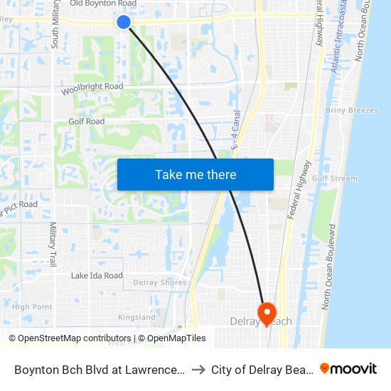 Boynton Bch Blvd at Lawrence Rd to City of Delray Beach map
