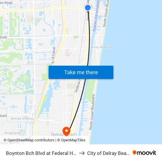 Boynton Bch Blvd at Federal Hwy to City of Delray Beach map