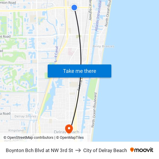 Boynton Bch Blvd at NW 3rd St to City of Delray Beach map