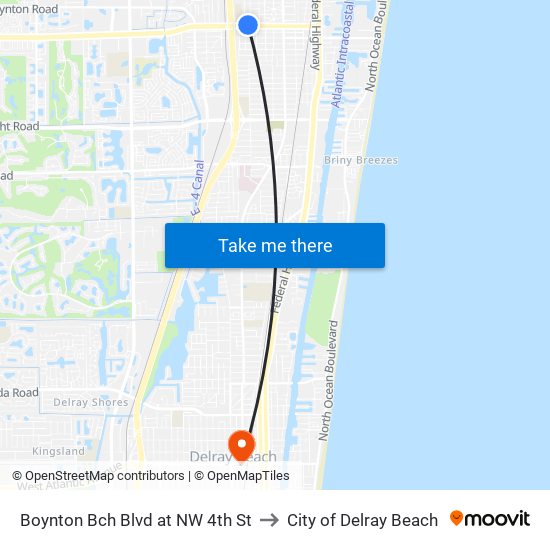 Boynton Bch Blvd at NW 4th St to City of Delray Beach map