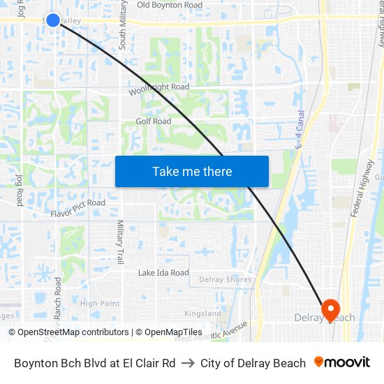 Boynton Bch Blvd at El Clair Rd to City of Delray Beach map