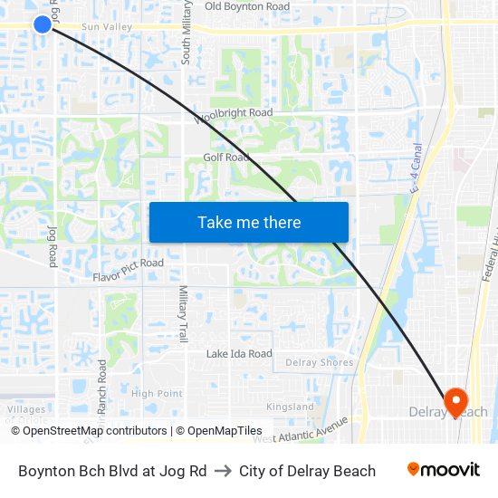 Boynton Bch Blvd at Jog Rd to City of Delray Beach map