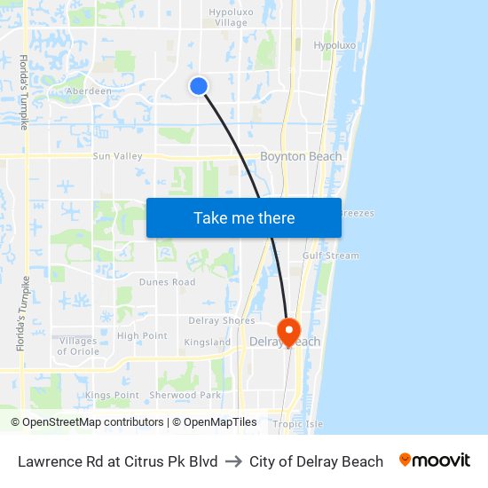Lawrence Rd at  Citrus Pk Blvd to City of Delray Beach map