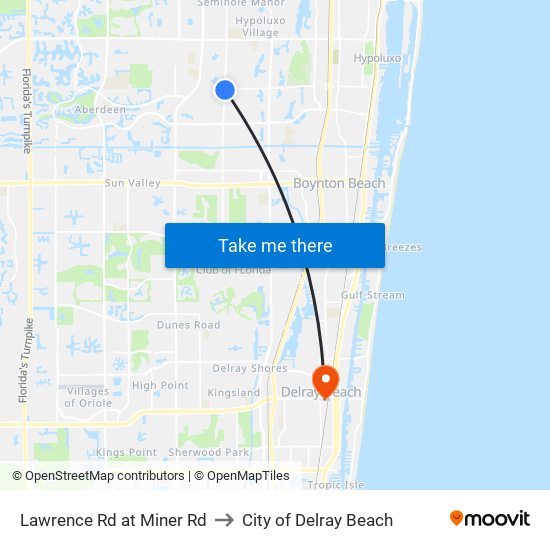 Lawrence Rd at  Miner Rd to City of Delray Beach map