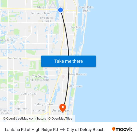 LANTANA RD at  HIGH RIDGE RD to City of Delray Beach map