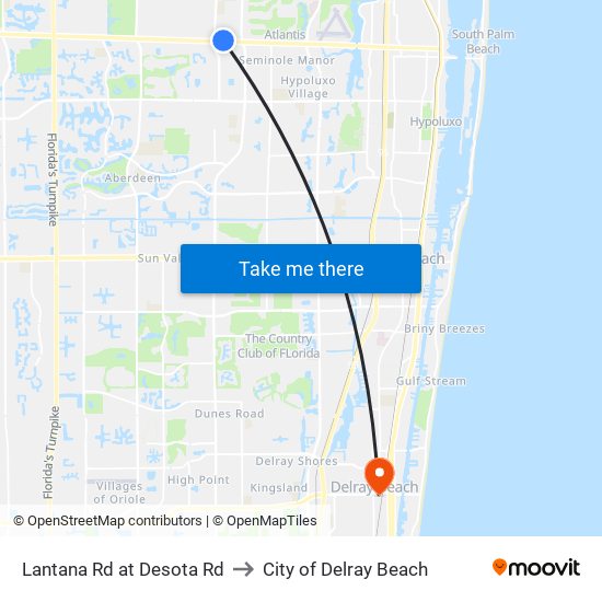 Lantana Rd at  Desota Rd to City of Delray Beach map