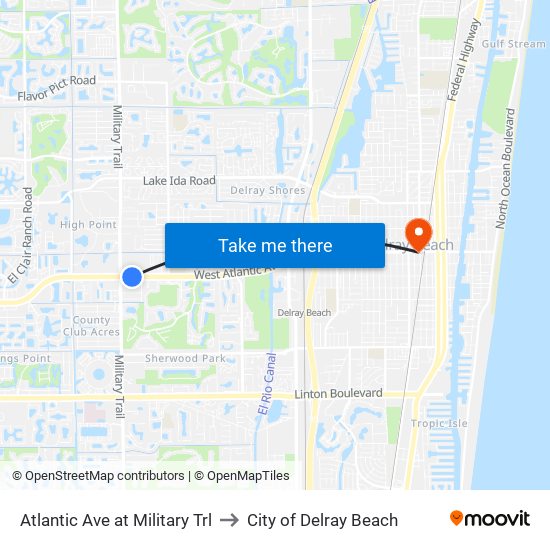 ATLANTIC AVE at MILITARY TRL to City of Delray Beach map