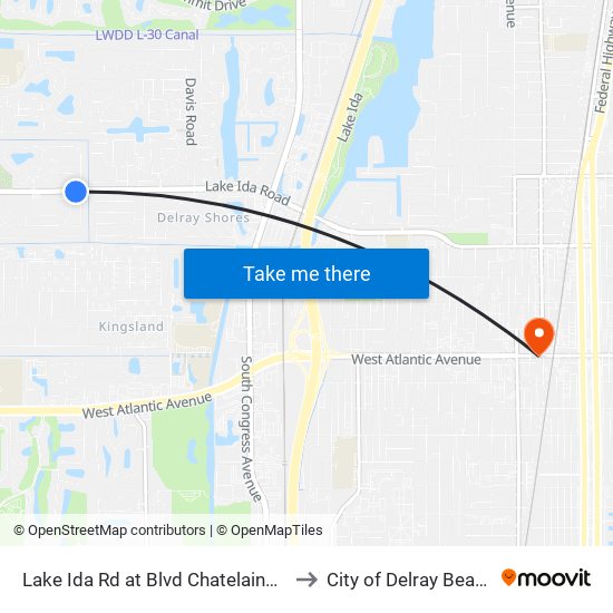 Lake Ida Rd at  Blvd Chatelaine E to City of Delray Beach map