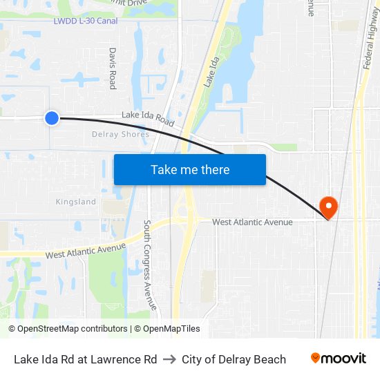Lake Ida Rd at  Lawrence Rd to City of Delray Beach map