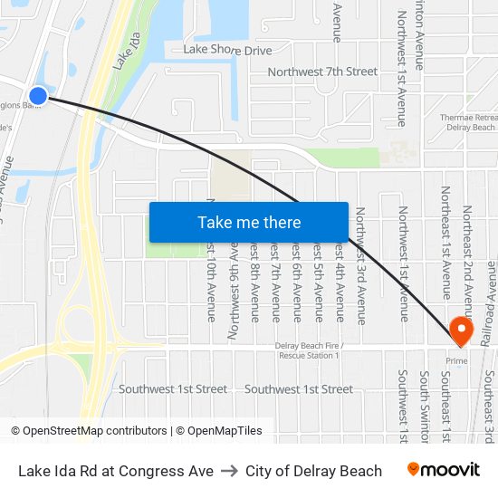 Lake Ida Rd at  Congress Ave to City of Delray Beach map