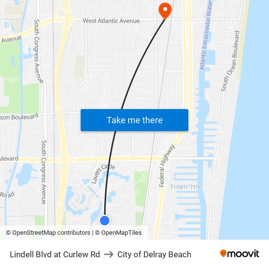 Lindell Blvd at Curlew Rd to City of Delray Beach map