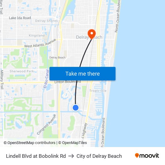 Lindell Blvd at  Bobolink Rd to City of Delray Beach map