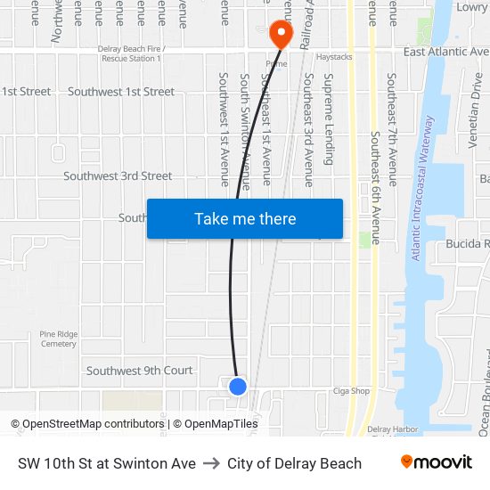 SW 10th St at Swinton Ave to City of Delray Beach map