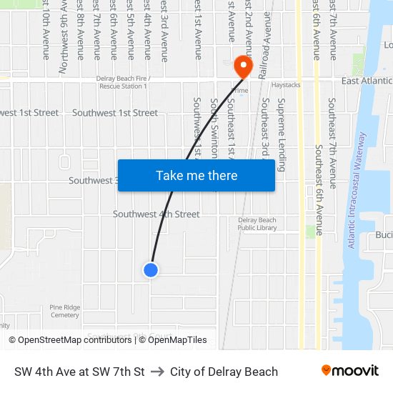 SW 4th Ave at  SW 7th St to City of Delray Beach map