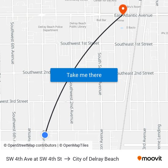 SW 4th Ave at  SW 4th St to City of Delray Beach map