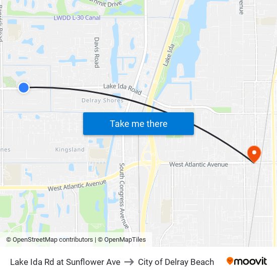 Lake Ida Rd at  Sunflower Ave to City of Delray Beach map