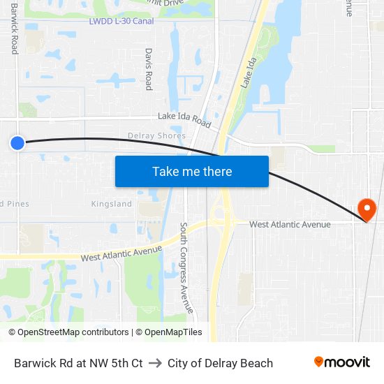 Barwick Rd at  NW 5th Ct to City of Delray Beach map