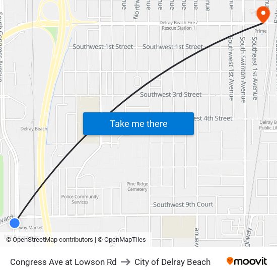 Congress Ave at Lowson Rd to City of Delray Beach map