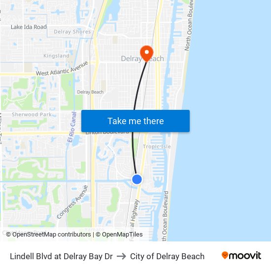 Lindell Blvd at Delray Bay Dr to City of Delray Beach map