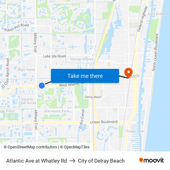 Atlantic Ave at Whatley Rd to City of Delray Beach map