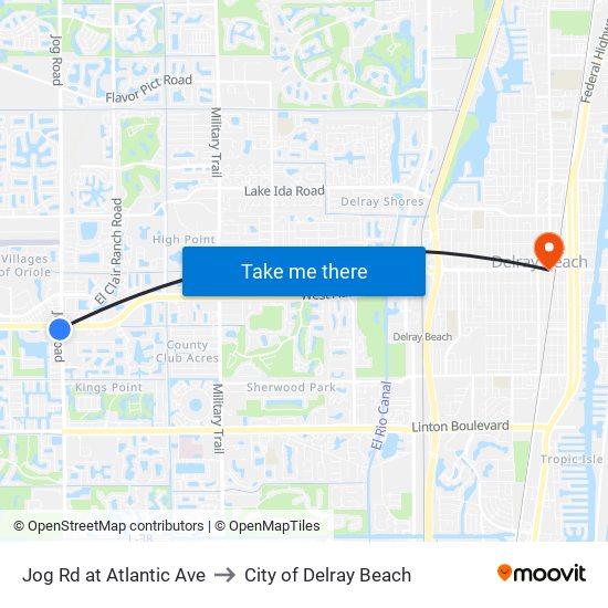 Jog Rd at Atlantic Ave to City of Delray Beach map