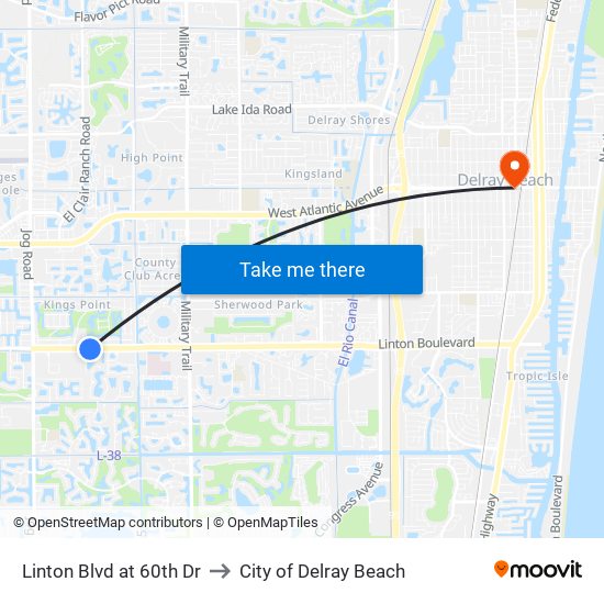 Linton Blvd at 60th Dr to City of Delray Beach map