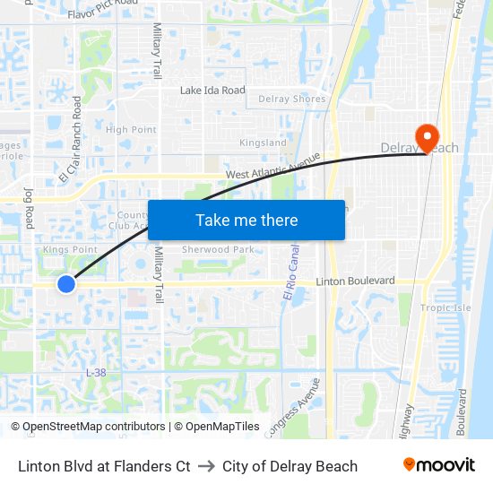 Linton Blvd at Flanders Ct to City of Delray Beach map