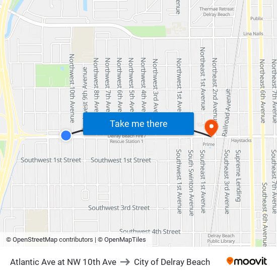 Atlantic Ave at NW 10th Ave to City of Delray Beach map