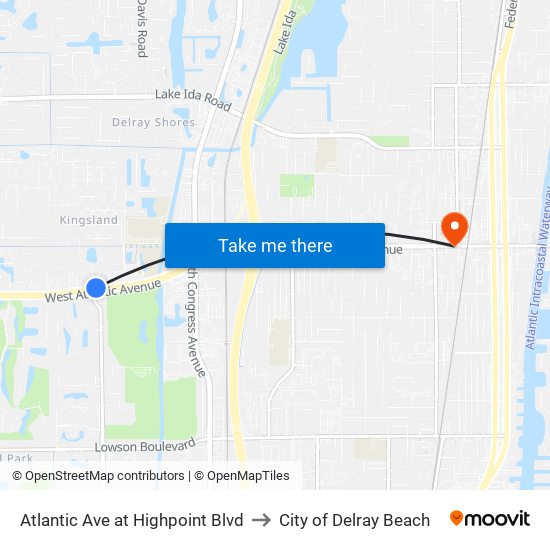 Atlantic Ave at  Highpoint Blvd to City of Delray Beach map