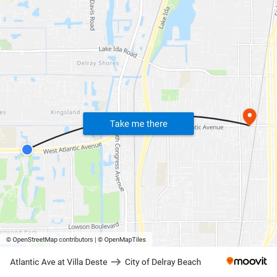 Atlantic Ave at  Villa Deste to City of Delray Beach map