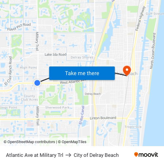 Atlantic Ave at Military Trl to City of Delray Beach map